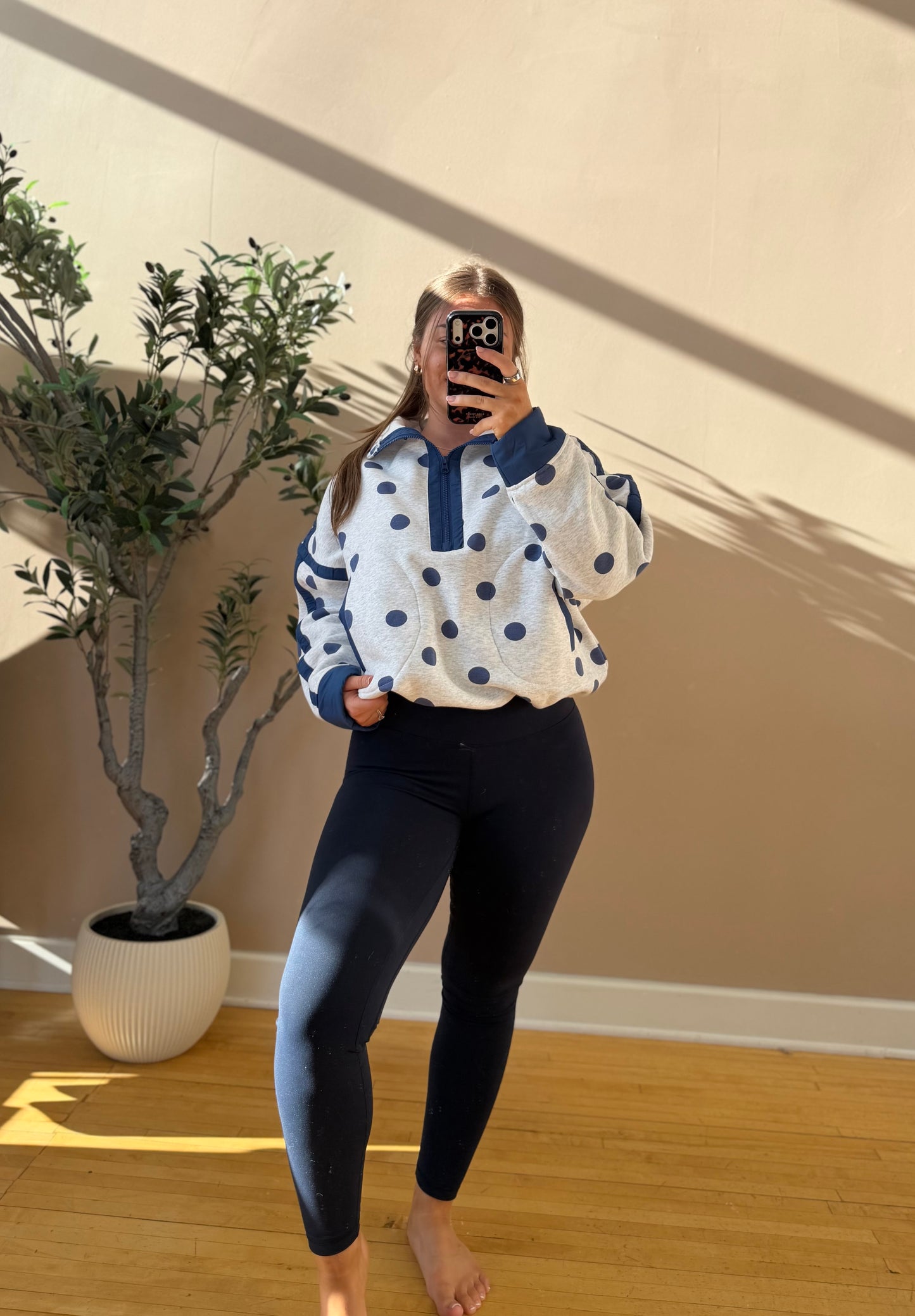 Polka Dot Half Zip