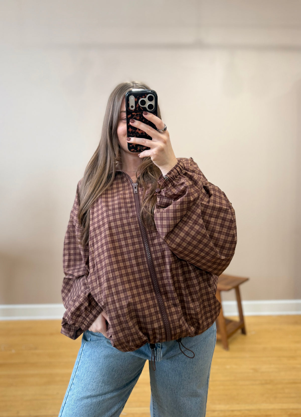 Diya Gingham Windbreaker