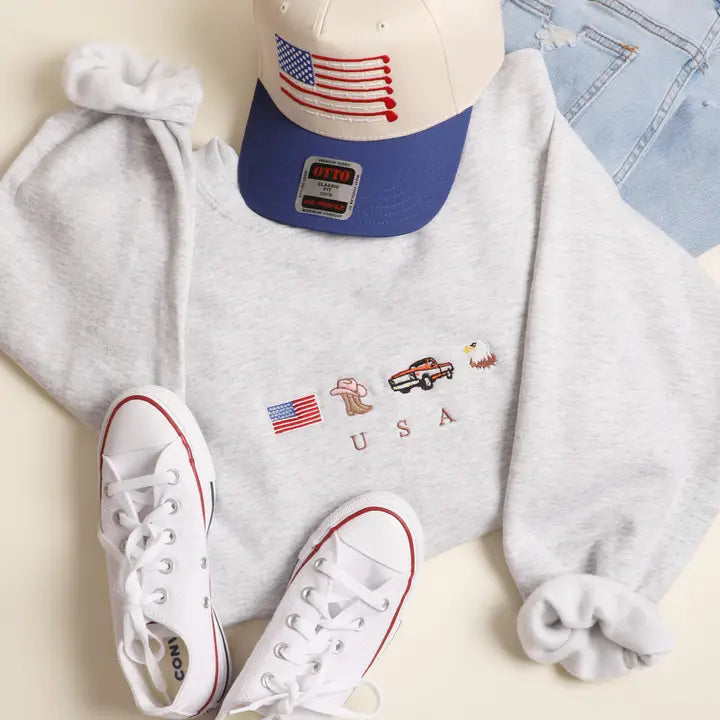 USA Embroidered Crewneck