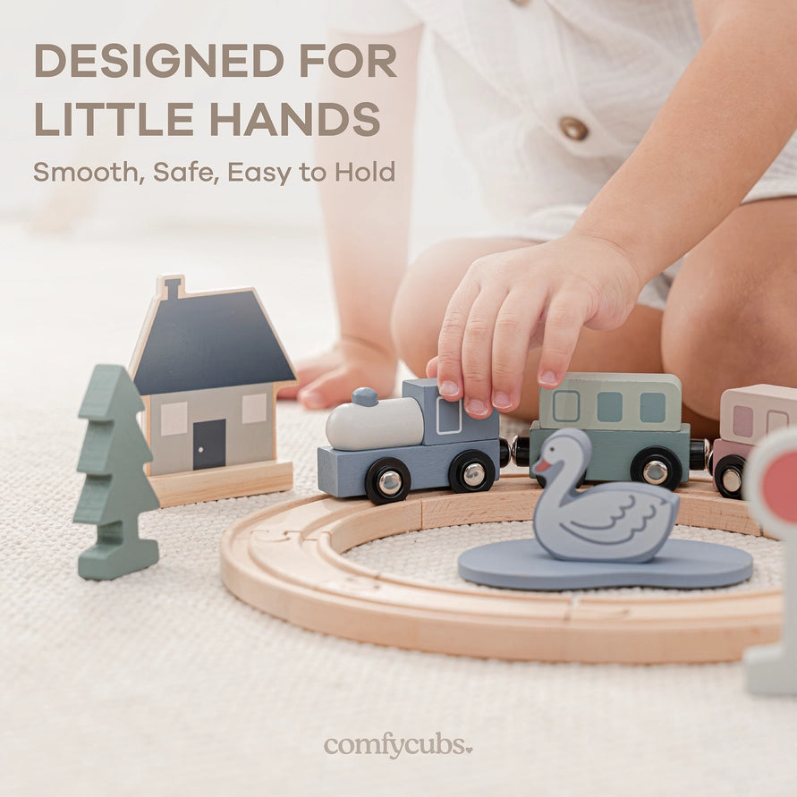 30-pc Wooden Train Set
