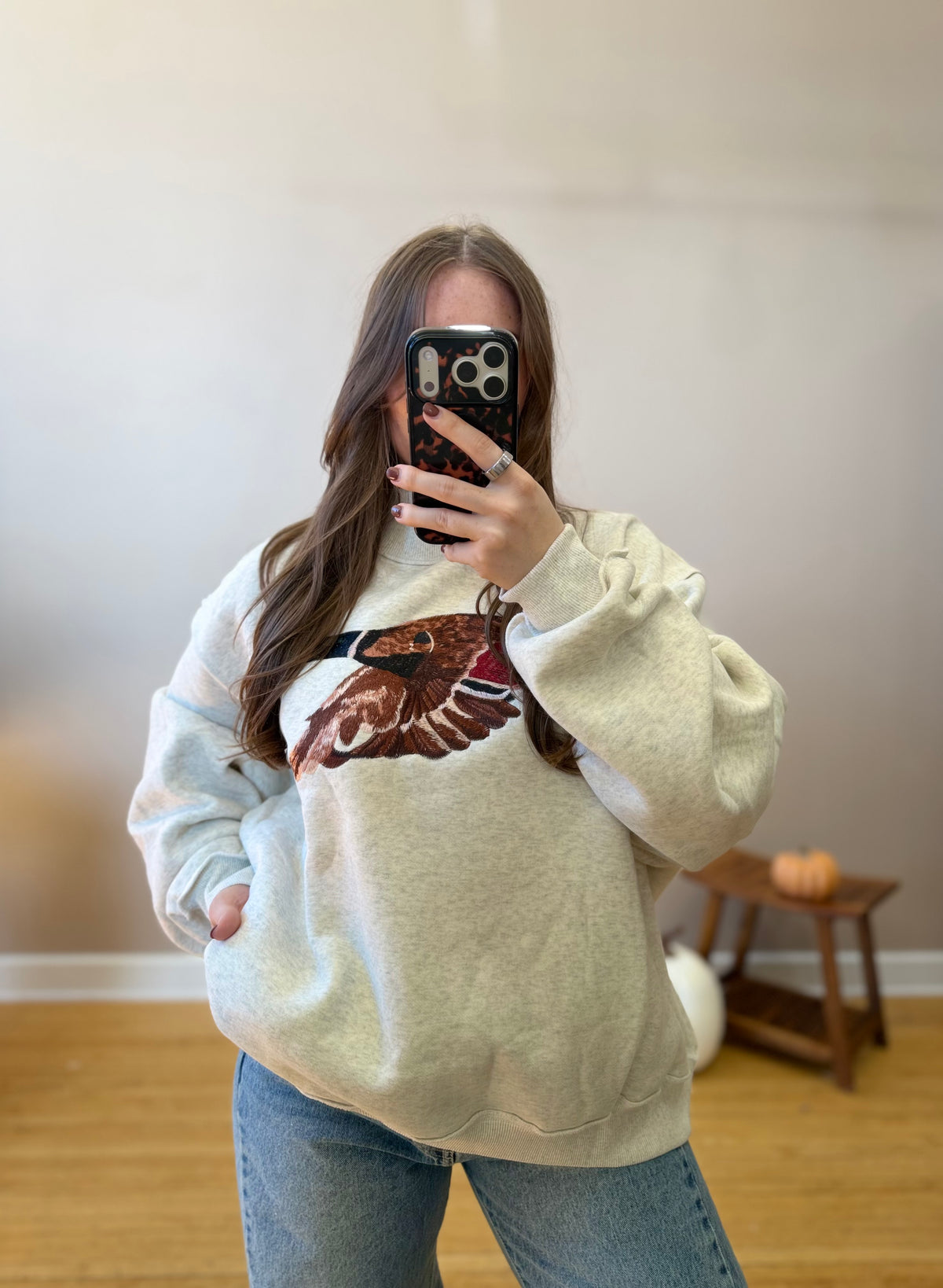 Mallard Embroidered Mock Neck