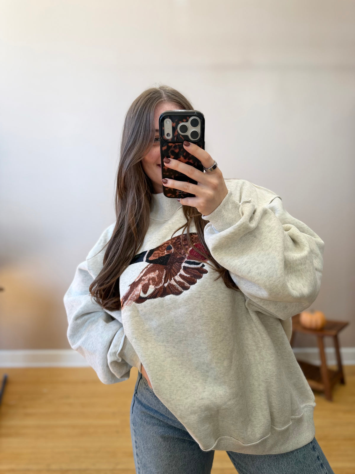 Mallard Embroidered Mock Neck