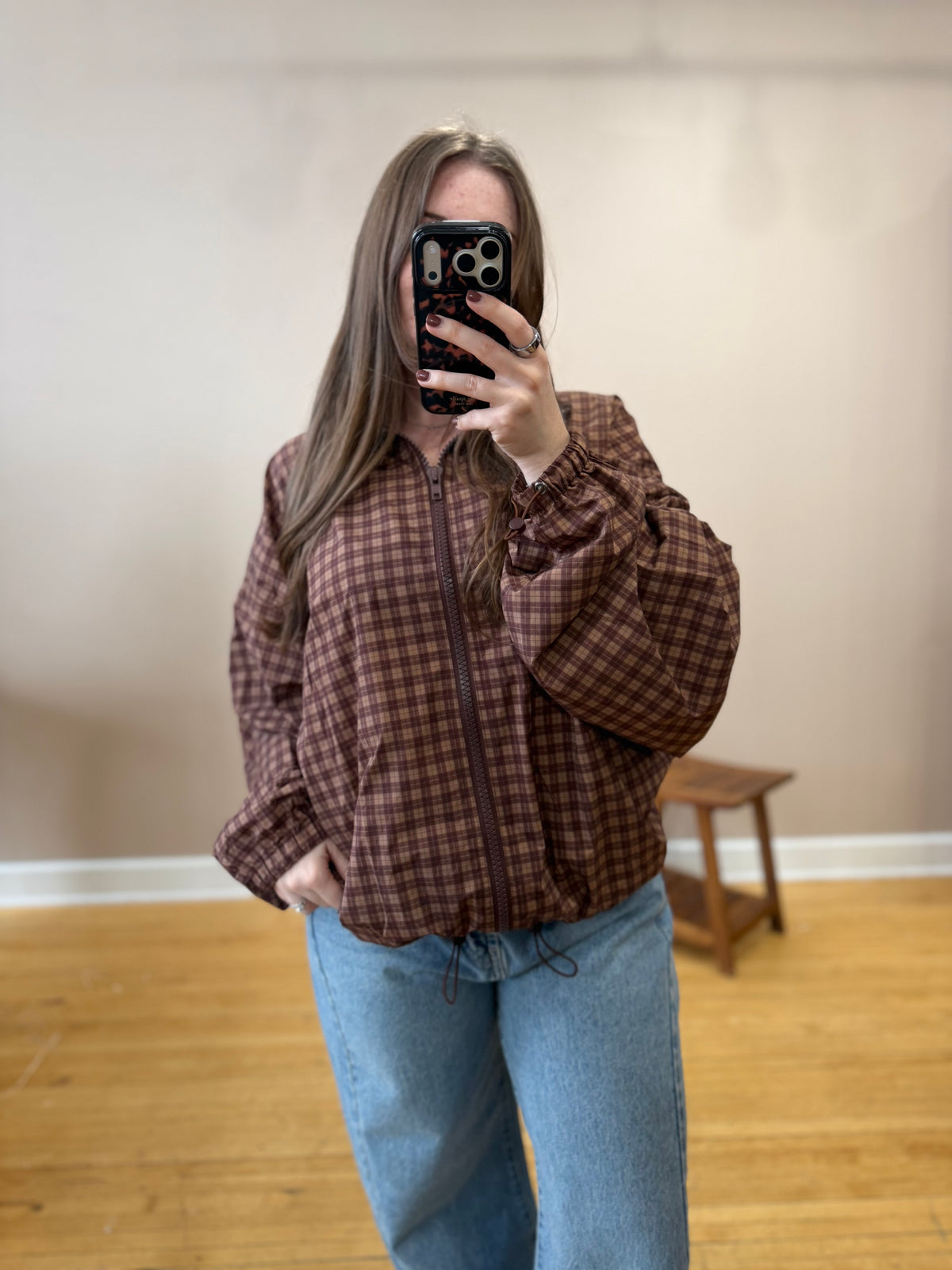 Diya Gingham Windbreaker