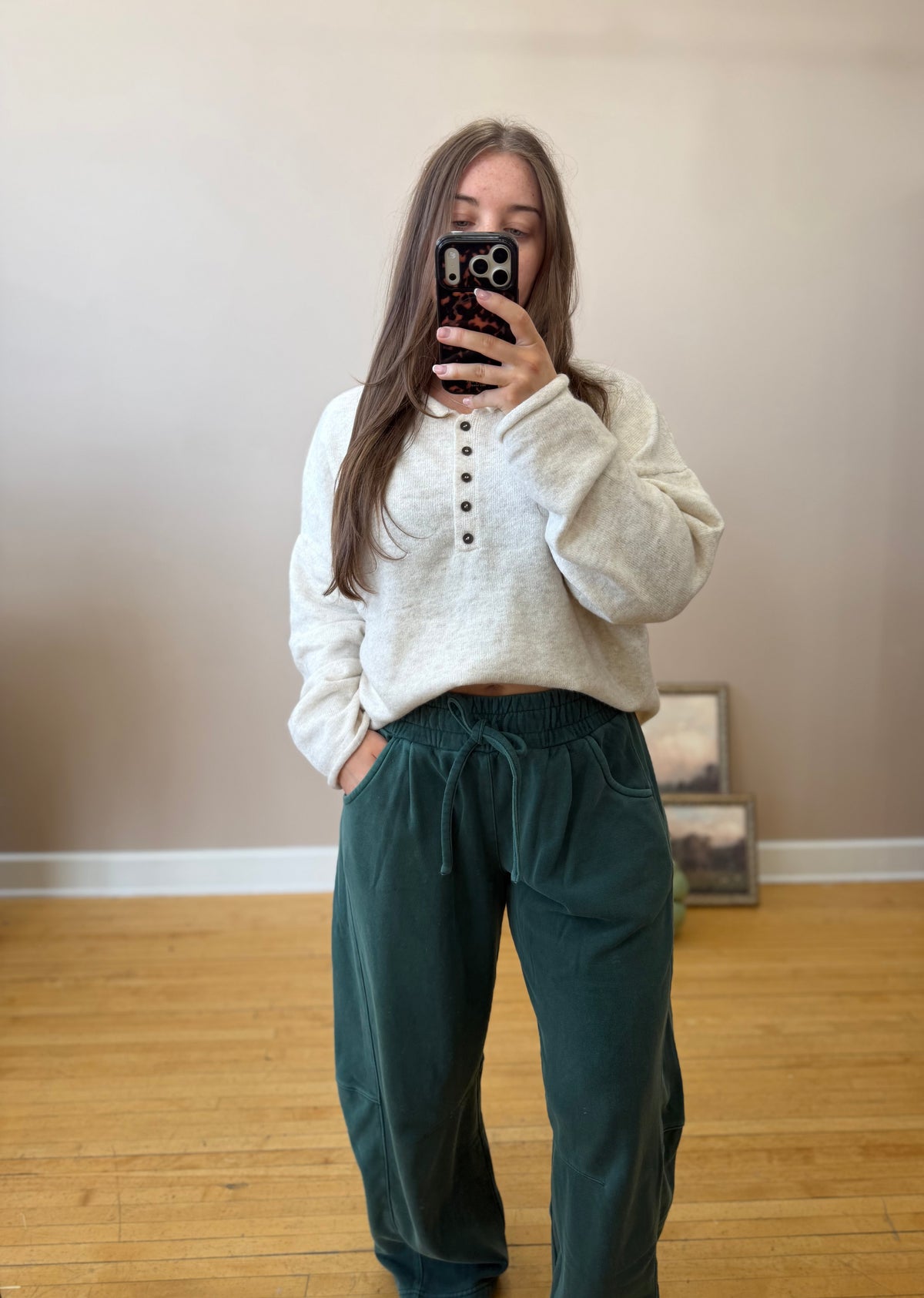 Oatmeal Henley Top
