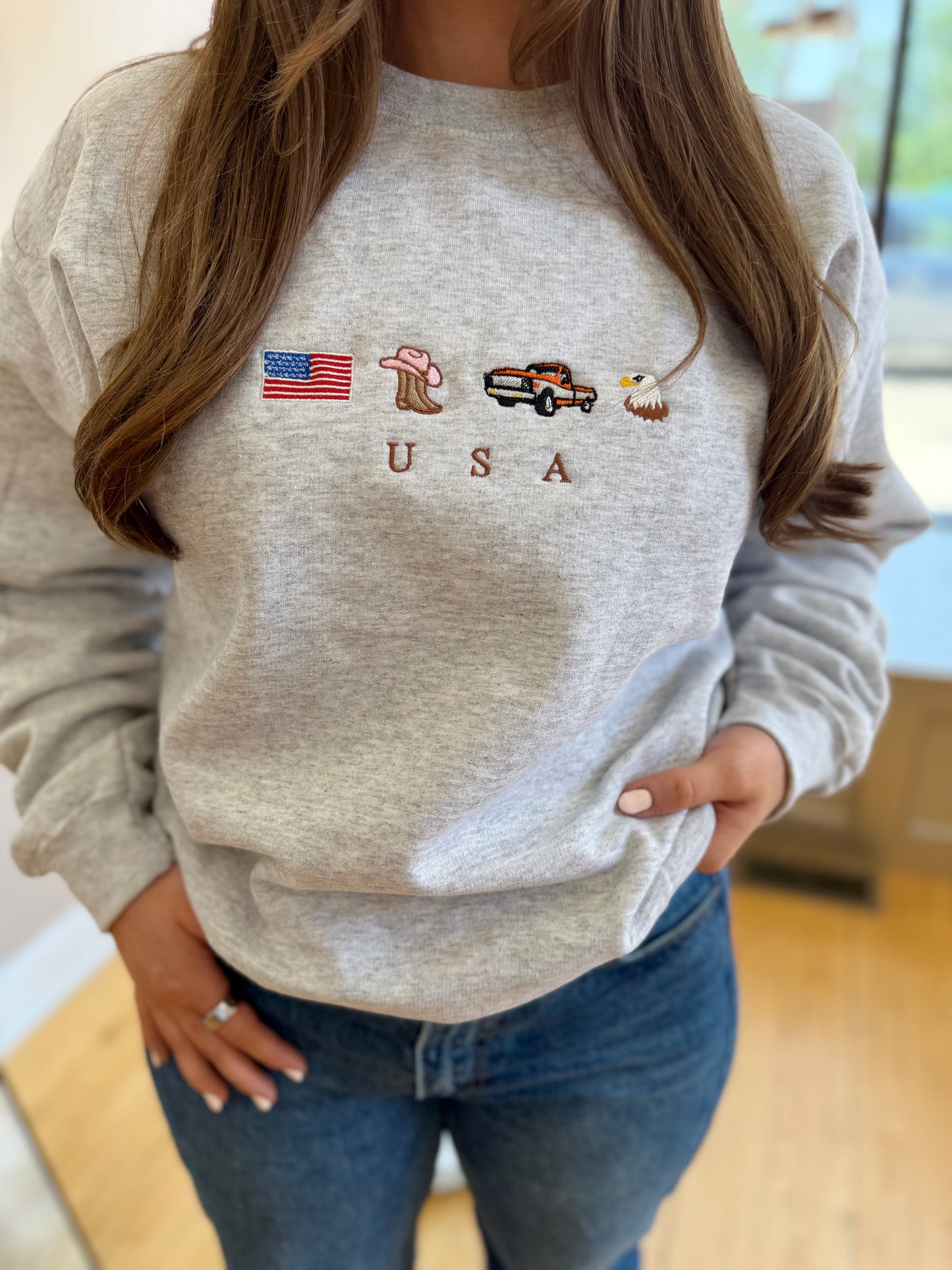 USA Embroidered Crewneck