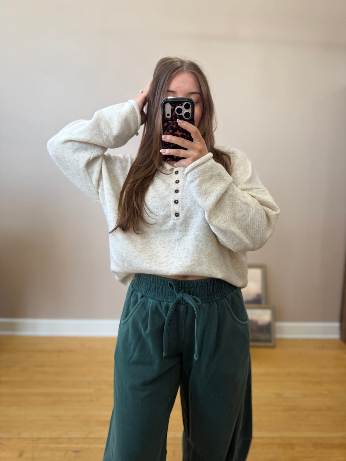 Oatmeal Henley Top