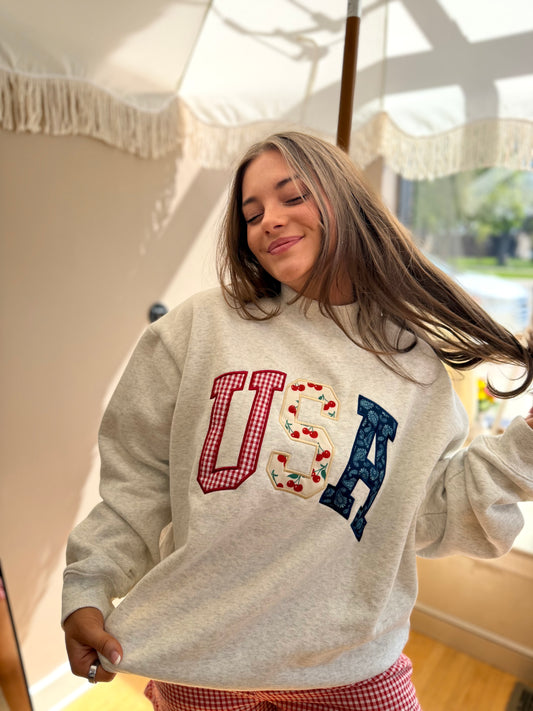 USA Patchwork Mock Neck