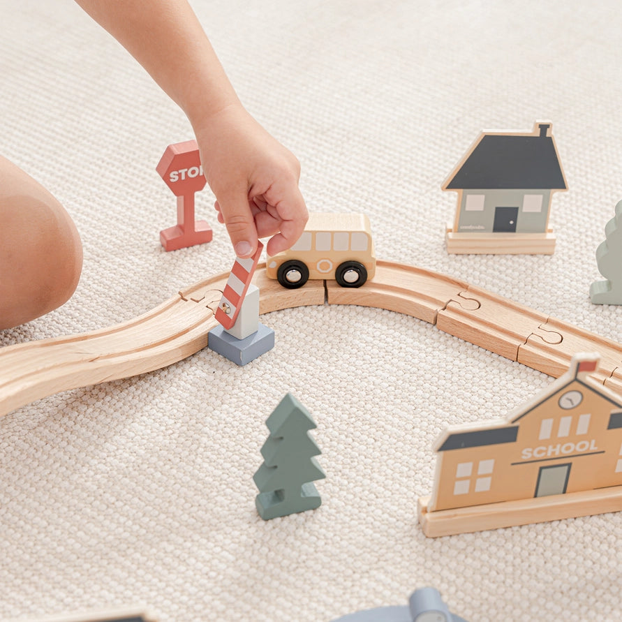 100-pc Wood Train Set