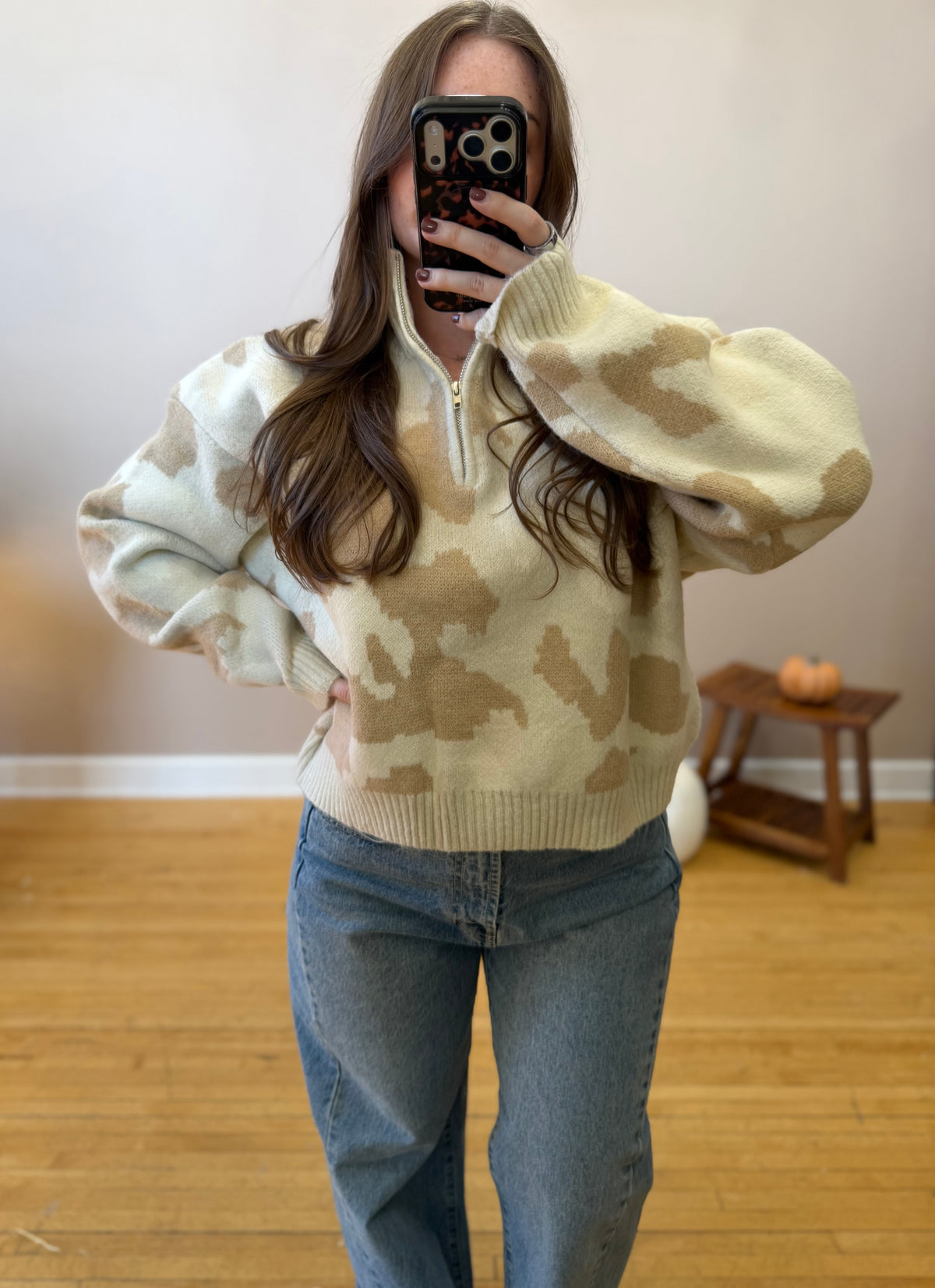 Camo Half Zip Sweater
