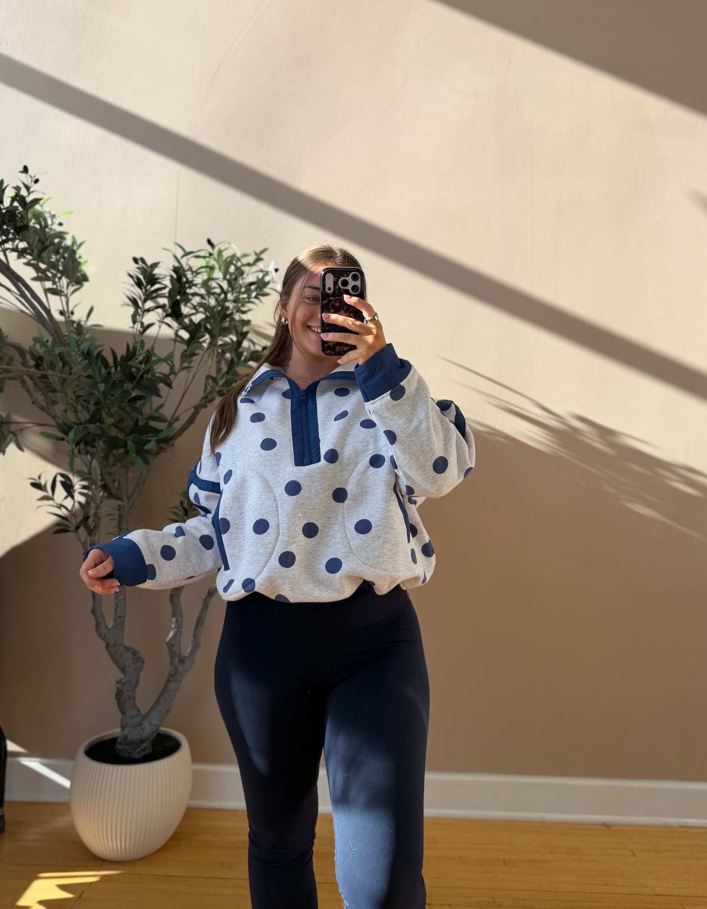 Polka Dot Half Zip