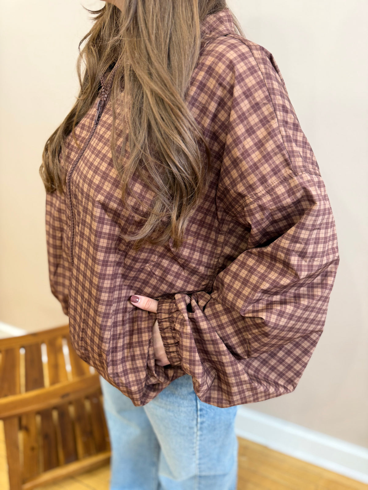 Diya Gingham Windbreaker