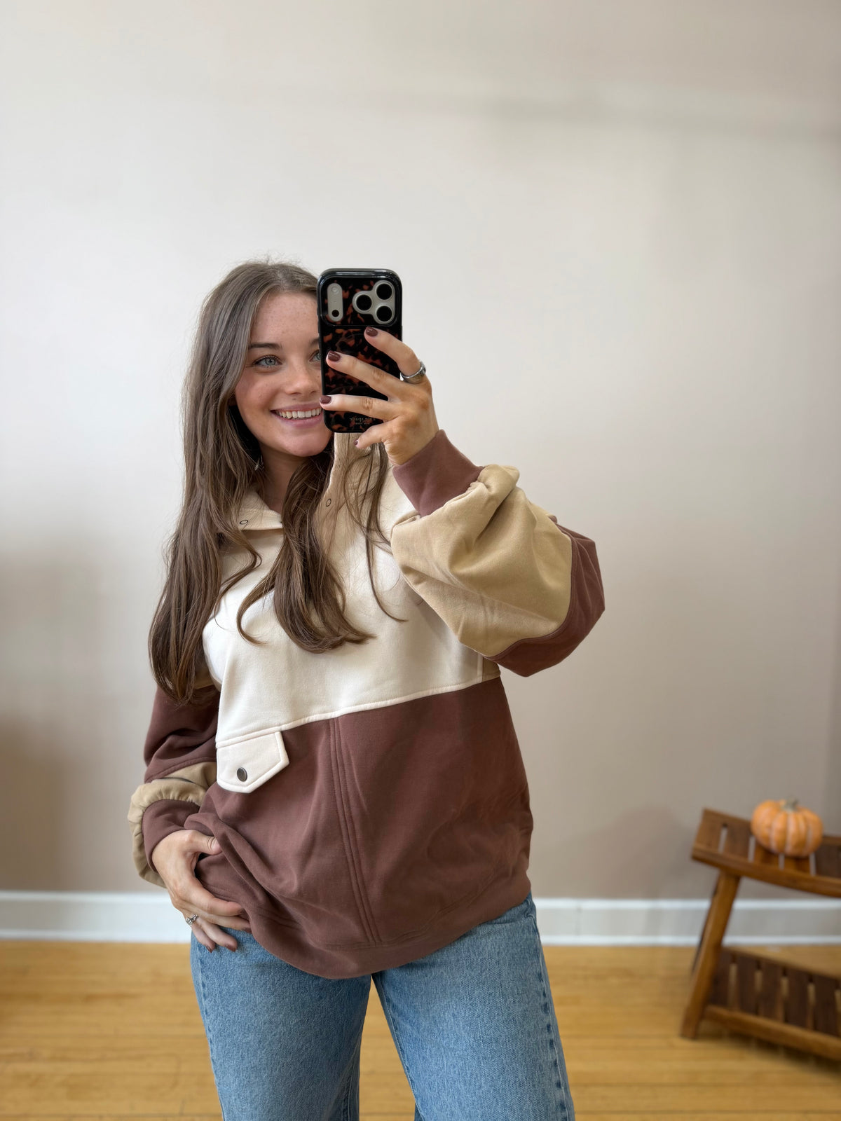 Colorblock Half Snap