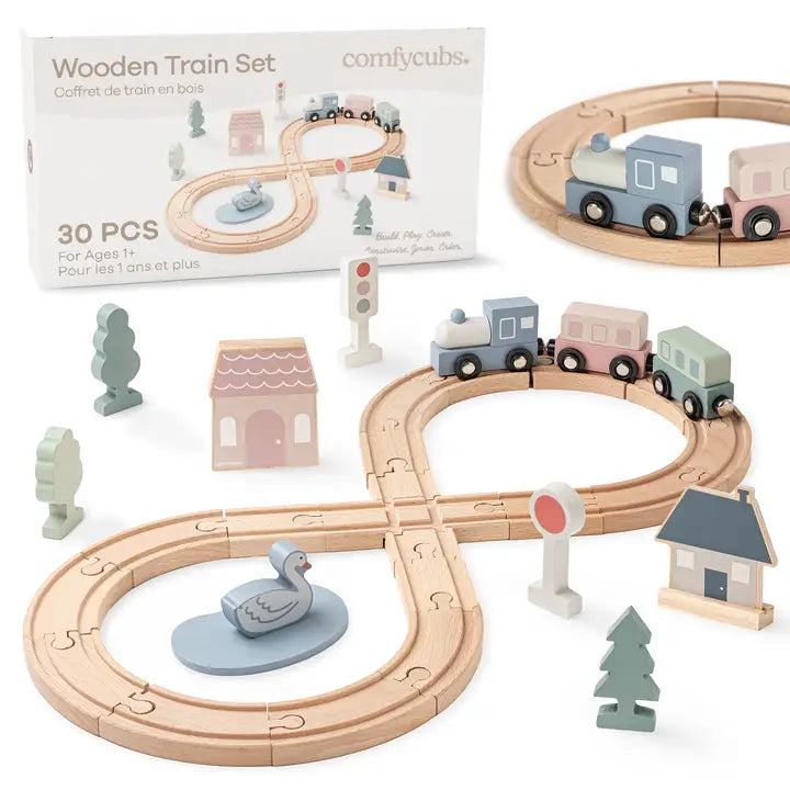 30-pc Wooden Train Set