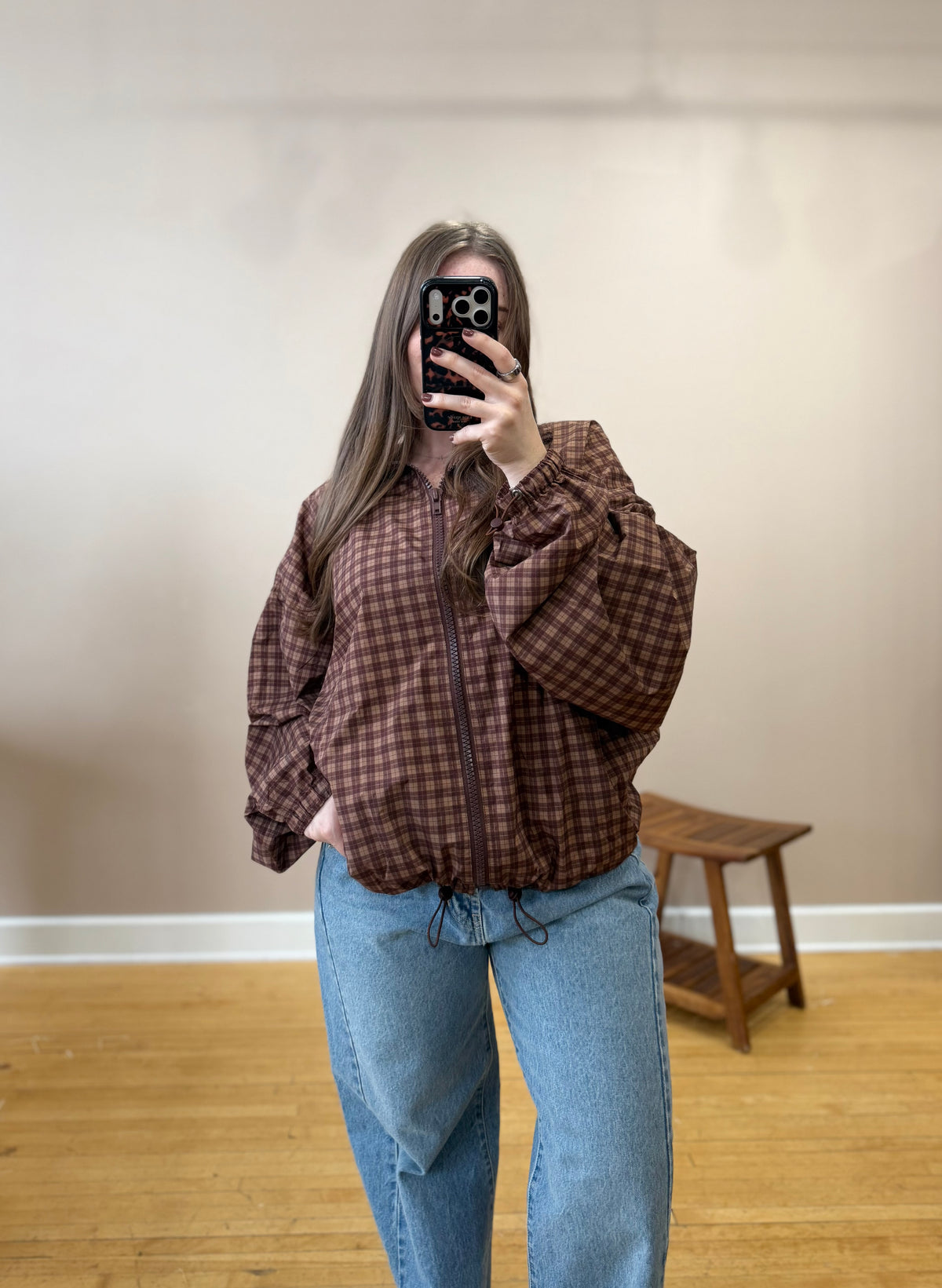 Diya Gingham Windbreaker