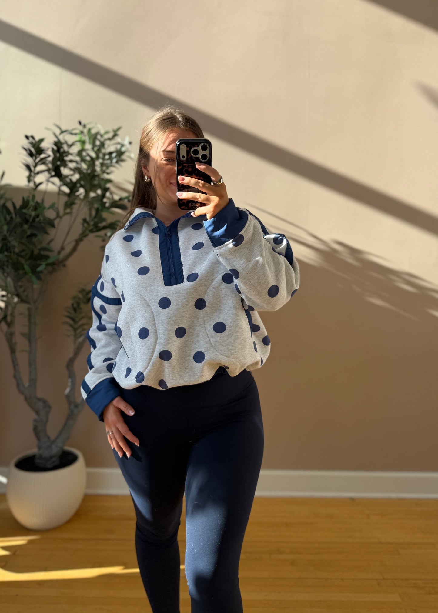 Polka Dot Half Zip