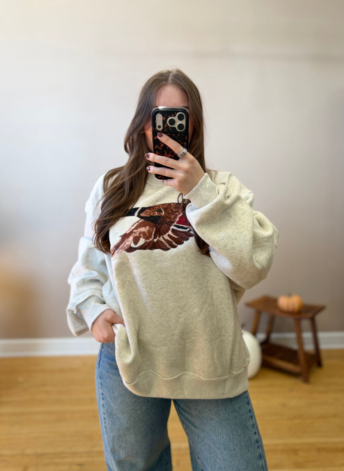 Mallard Embroidered Mock Neck