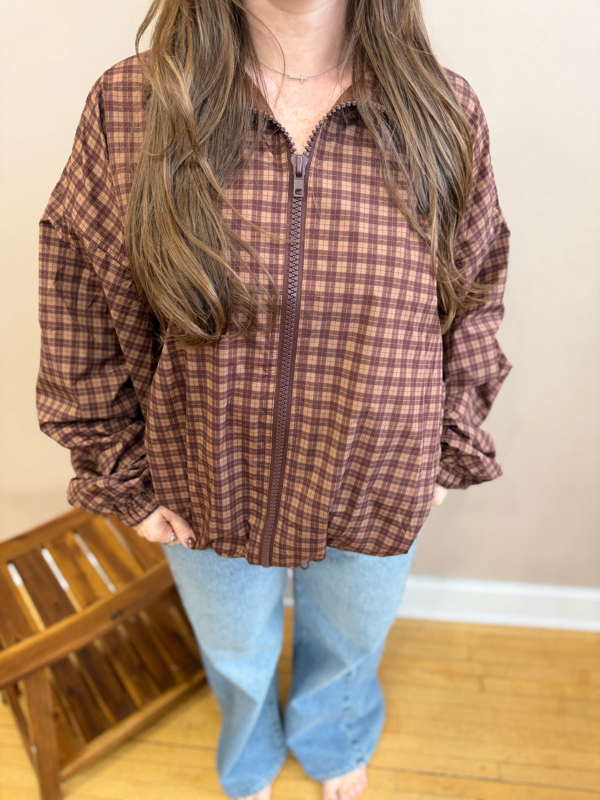 Diya Gingham Windbreaker