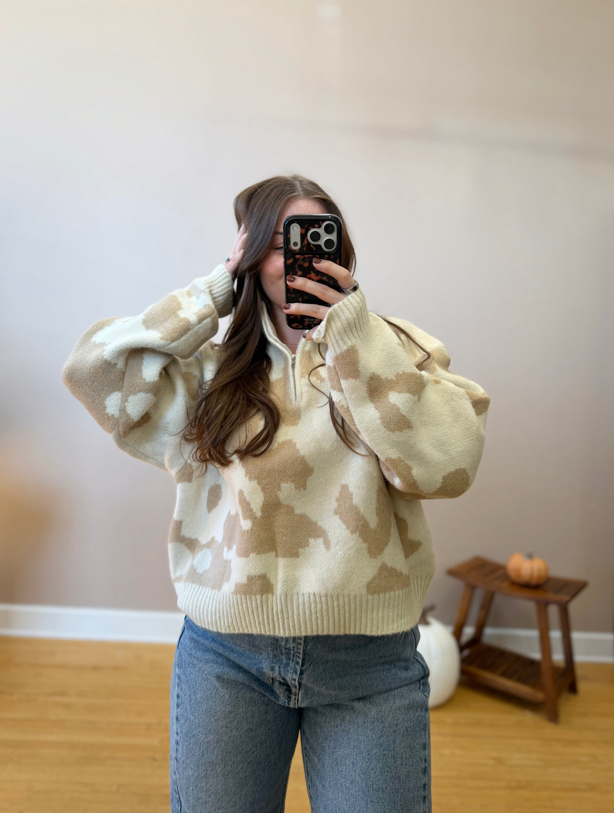 Camo Half Zip Sweater