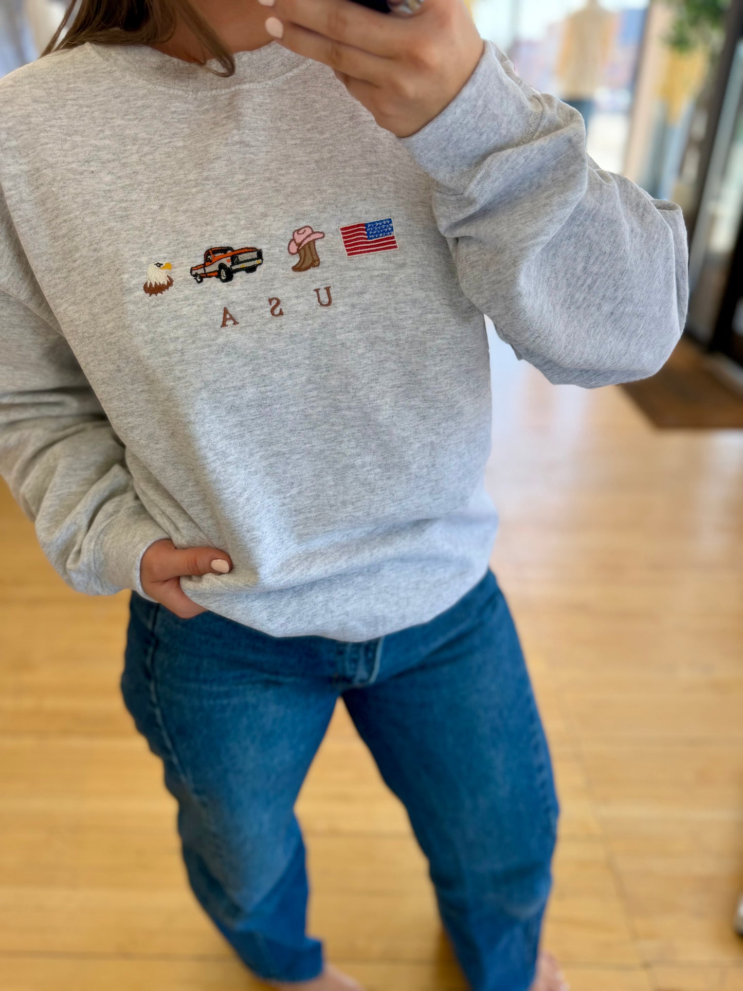 USA Embroidered Crewneck