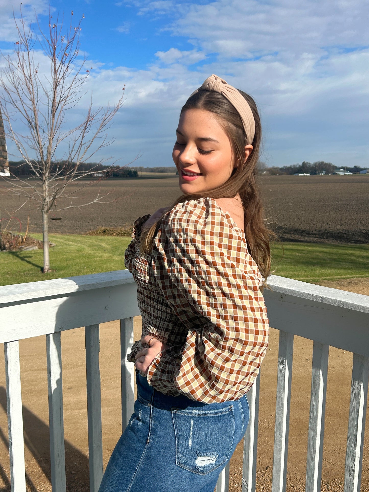 Gingham Square Top