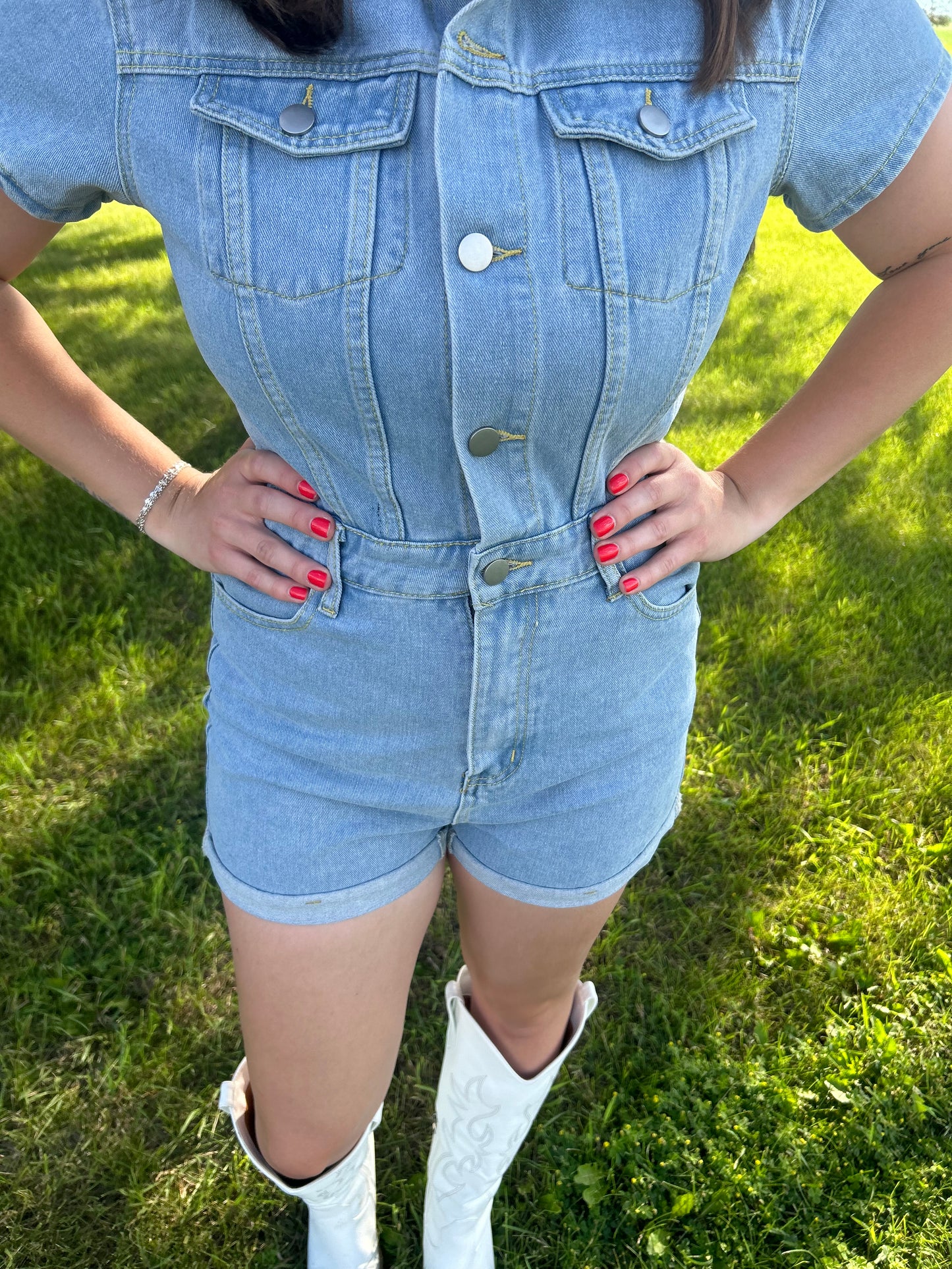 Retro Denim Romper