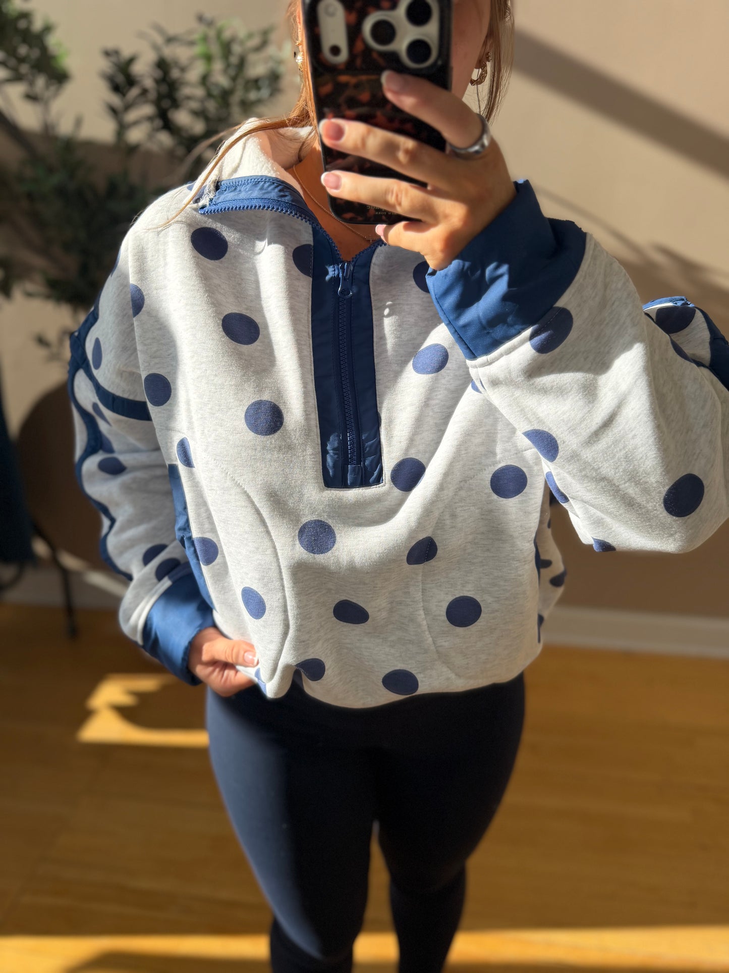 Polka Dot Half Zip