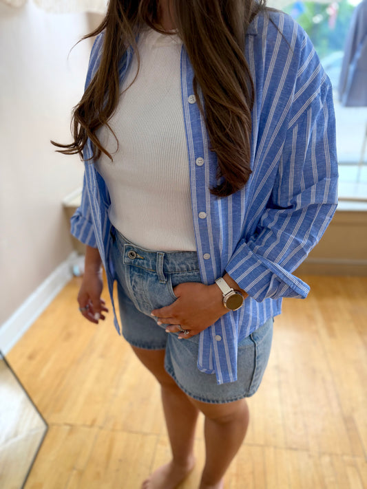 Striped Linen Button Down