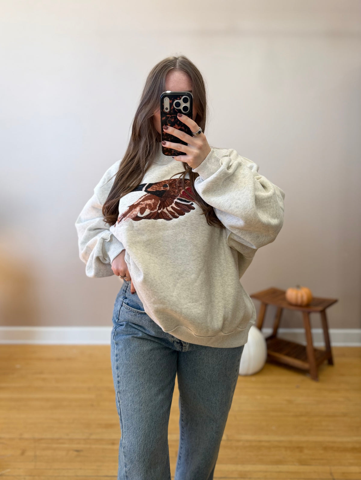 Mallard Embroidered Mock Neck