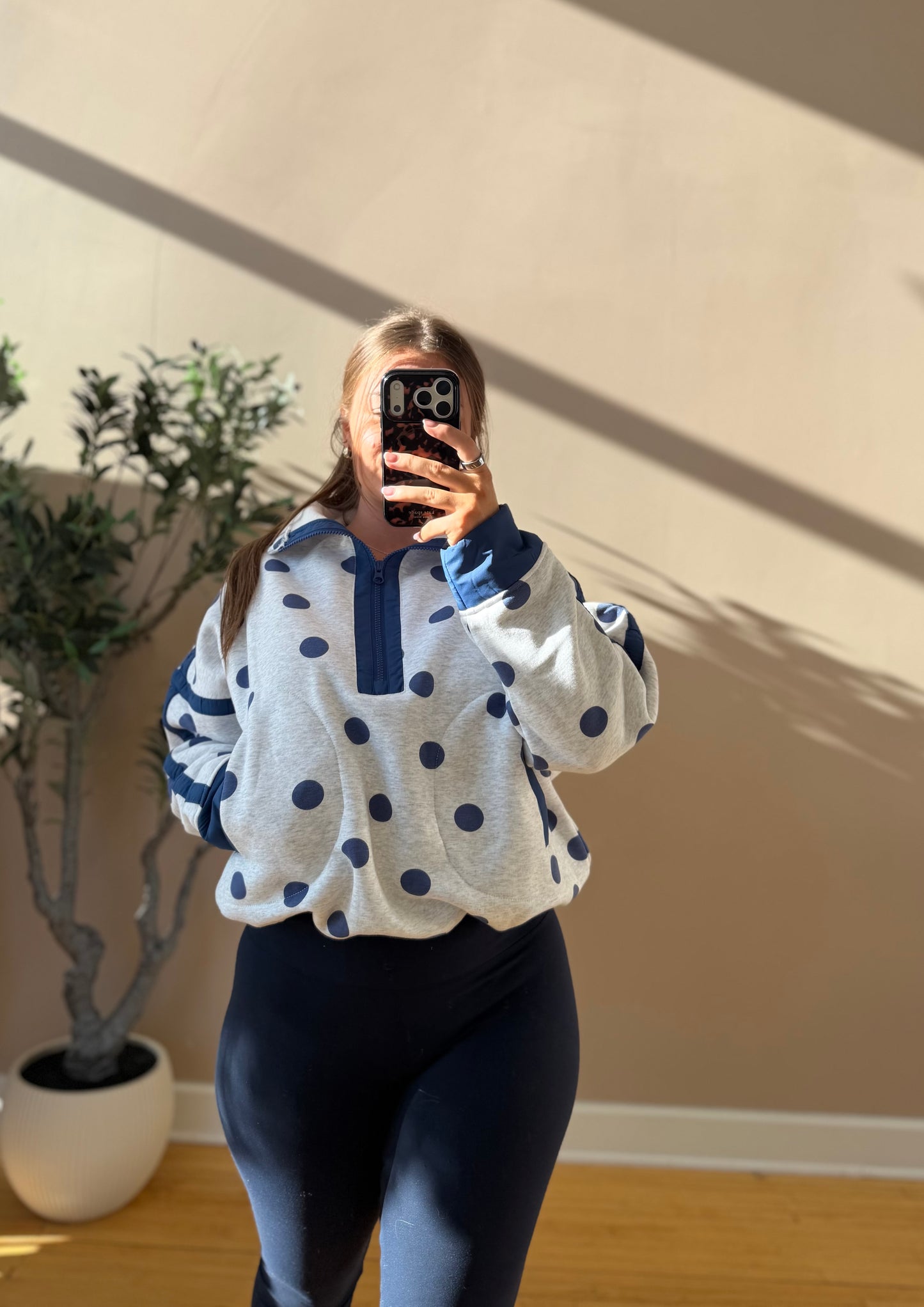 Polka Dot Half Zip