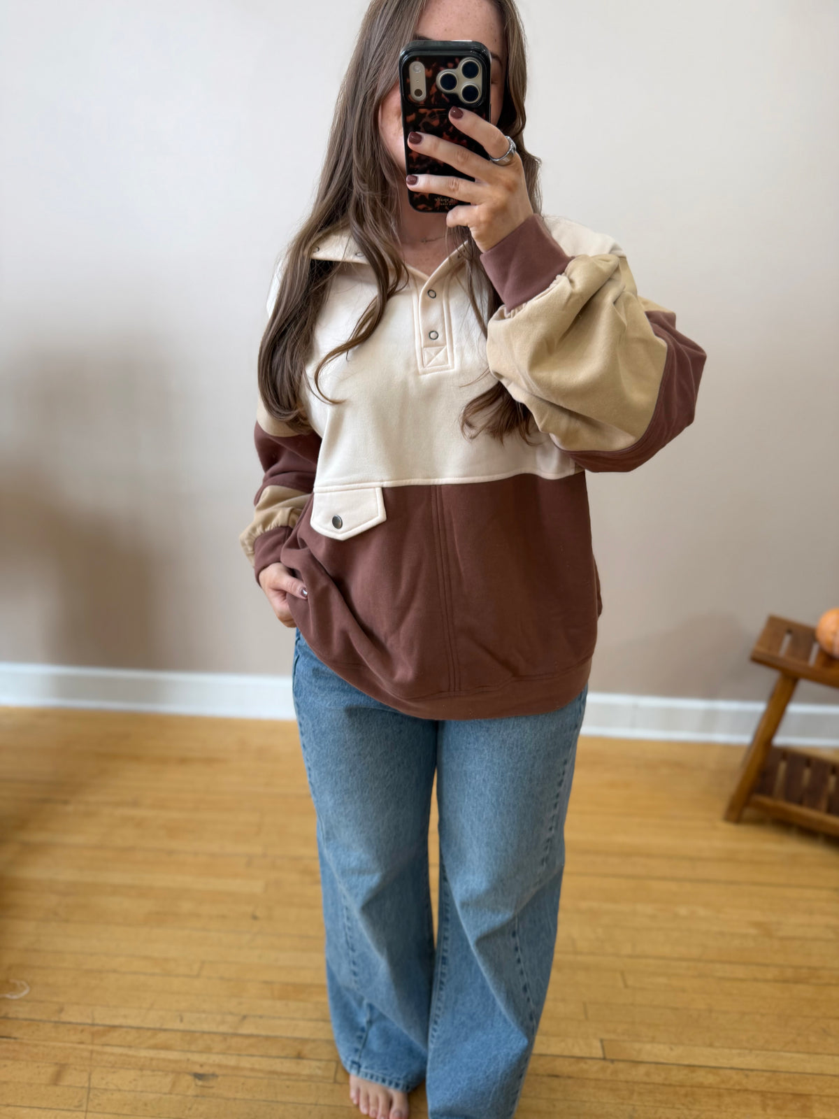 Colorblock Half Snap