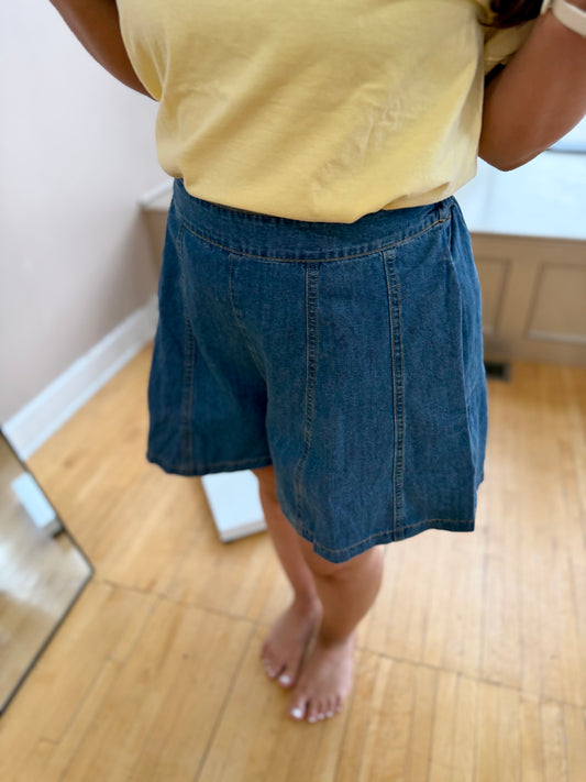 Flared Denim Shorts