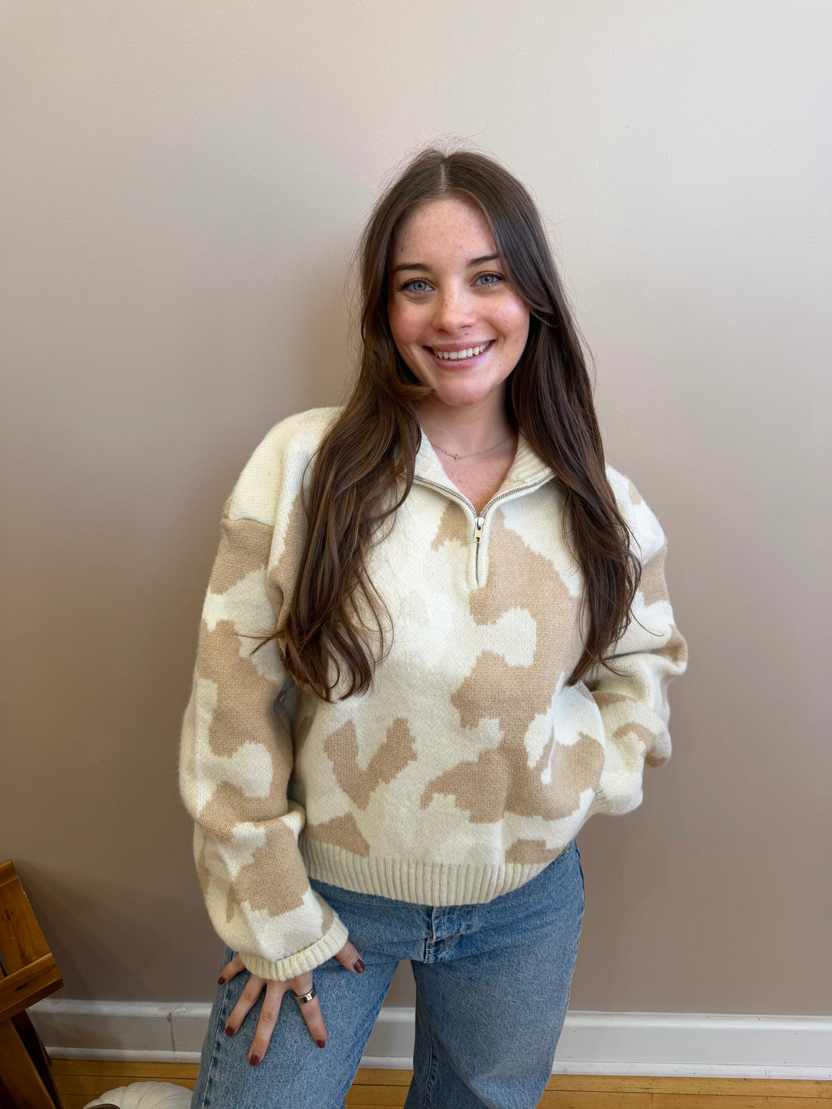 Camo Half Zip Sweater