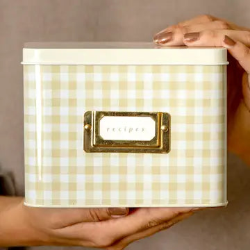 Gingham Tin Recipe Box