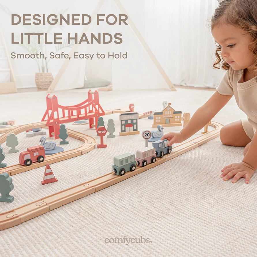 100-pc Wood Train Set