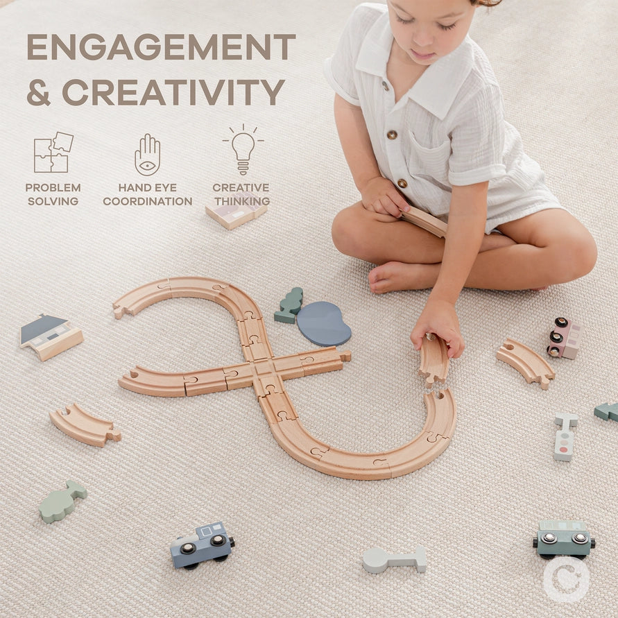 30-pc Wooden Train Set