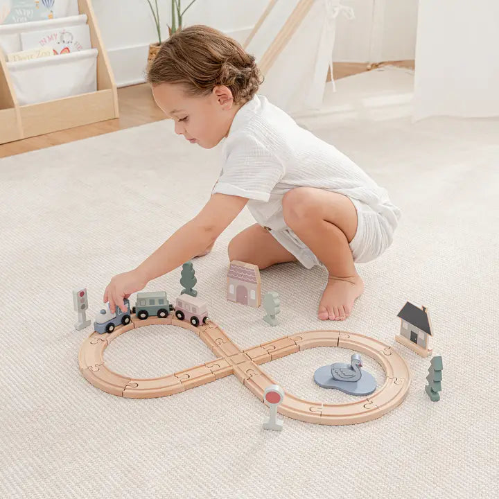 30-pc Wooden Train Set